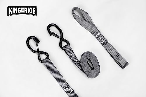 KINGERIGE Heavy Duty Motorcycle Ratchet Straps - 4 Pack with Soft Loops and High Break Strength